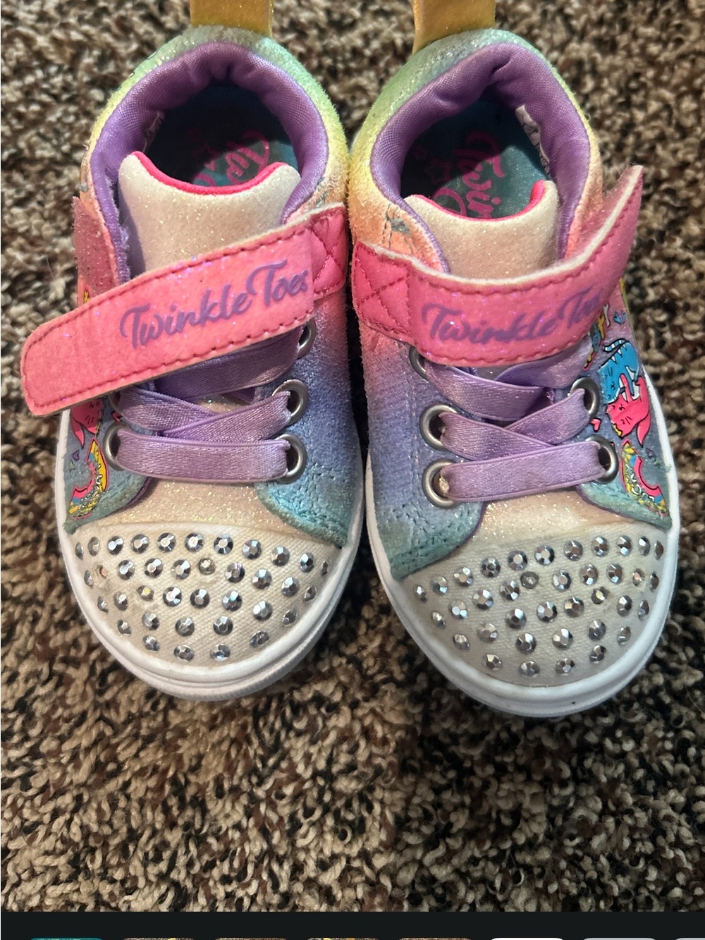Skechers Twinkle Toes Pastel Rainbow Light-Up Sneakers - Pink & Purple Accents